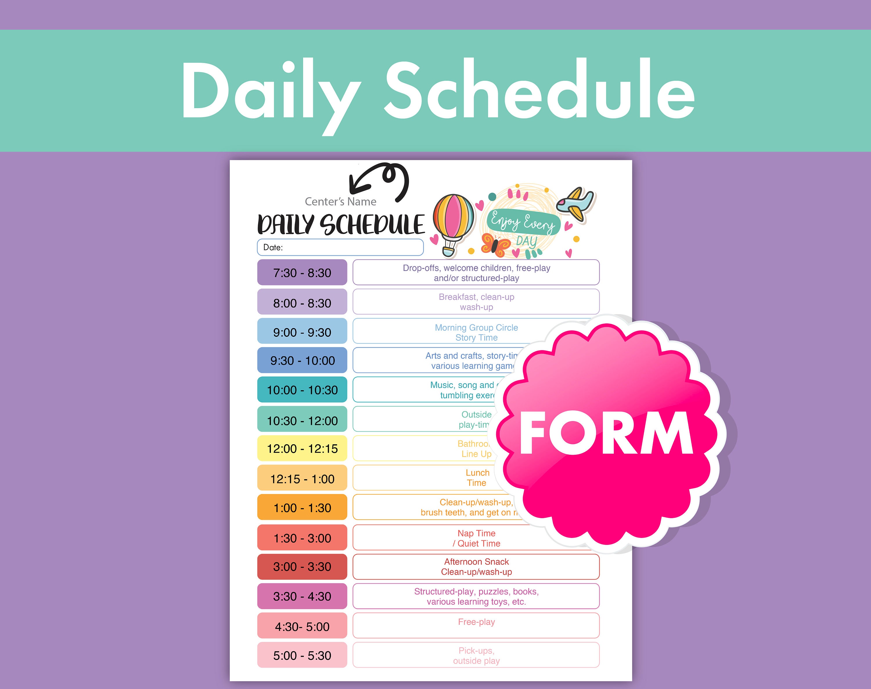 Nursery Schedule - Etsy