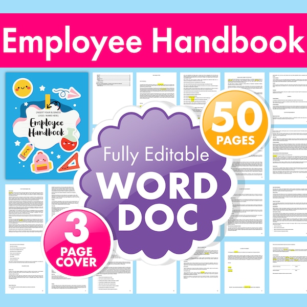 Complete Employee Handbook Template for Childcare Businesses - Editable Word Doc - Perfect for Daycare, Childcare, and Preschool