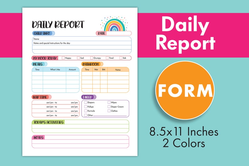 Efficient Daily Report Form for Daycare, Preschool, and Childcare