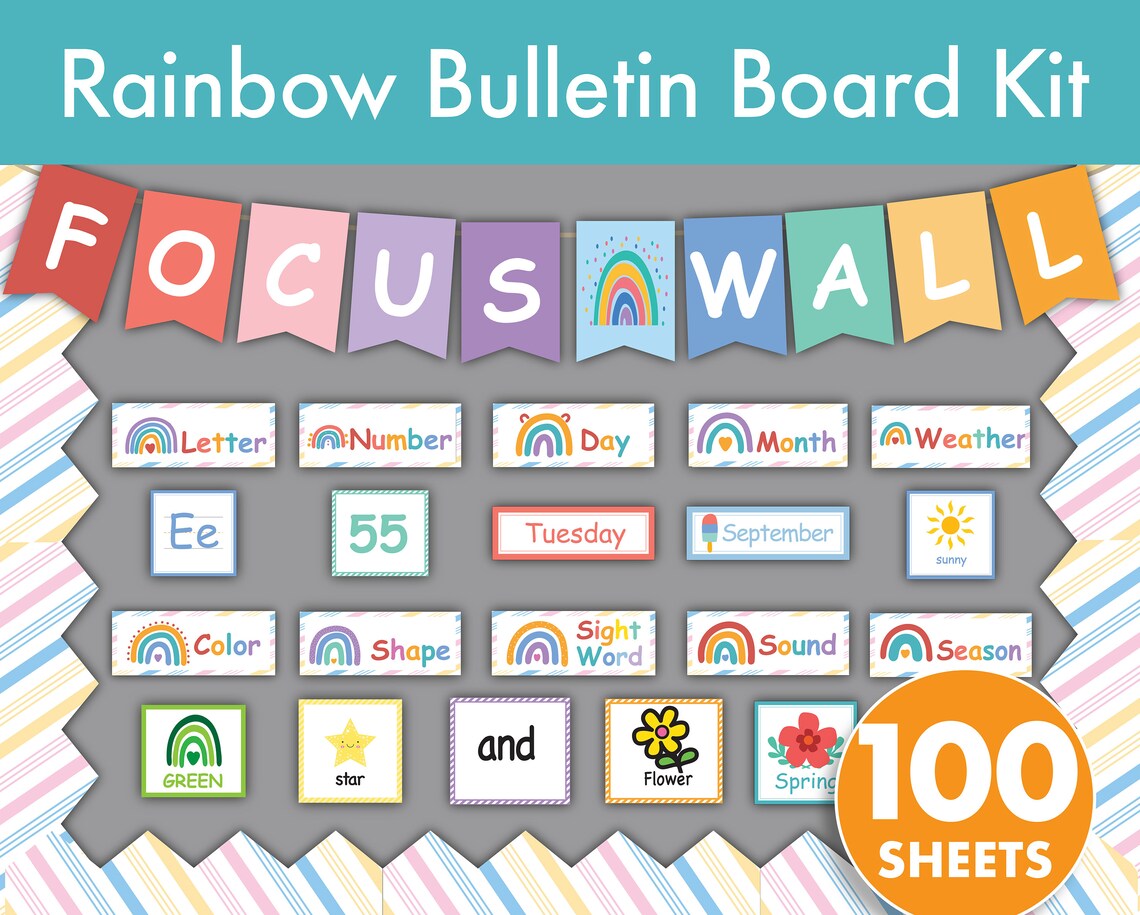 Rainbow Focus Wall Circle Time Board. Bulletin Board Kit. Etsy