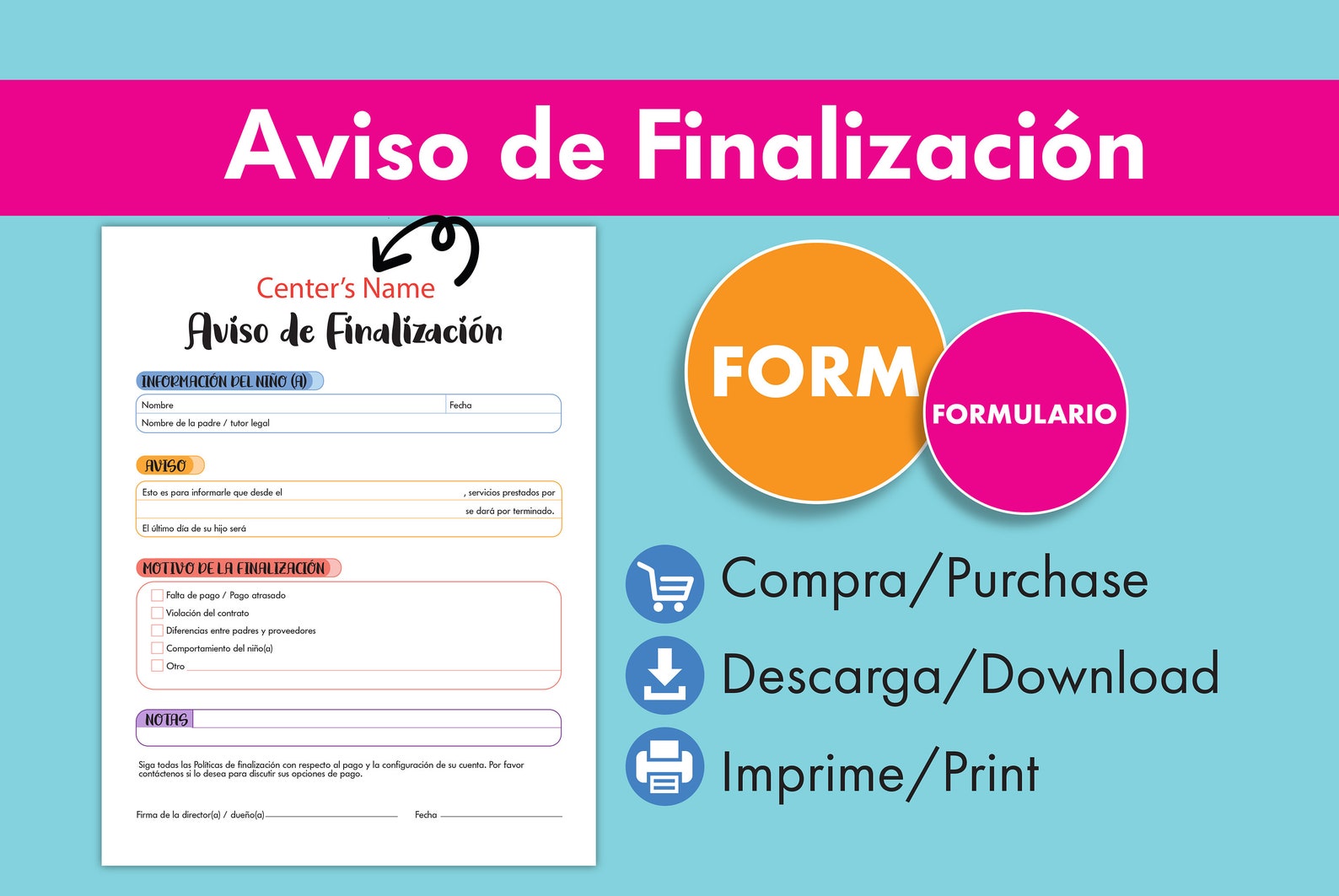 Daycare Termination Notice, Termination Policies, Termination Letter