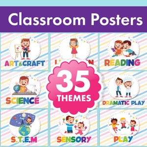 Complete Center Signs Set - 35 PDF Printable Posters for Daycare, Childcare, and Preschool - Organizing Labels and Classroom Decor