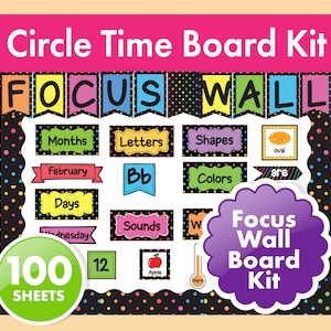 Colorful Focus Wall | Circle Time Board | Bulletin Board Kit | Classroom Decor | Preschool Decor | Early Learning | ABC&#39;s 123’s  | Bundle