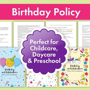 Política de Aniversários e Comemorações + Coroas, Calendário, Cartões de Identificação e Mais | Creche, Pré-escola, Cuidados Infantis | Editável para Professores