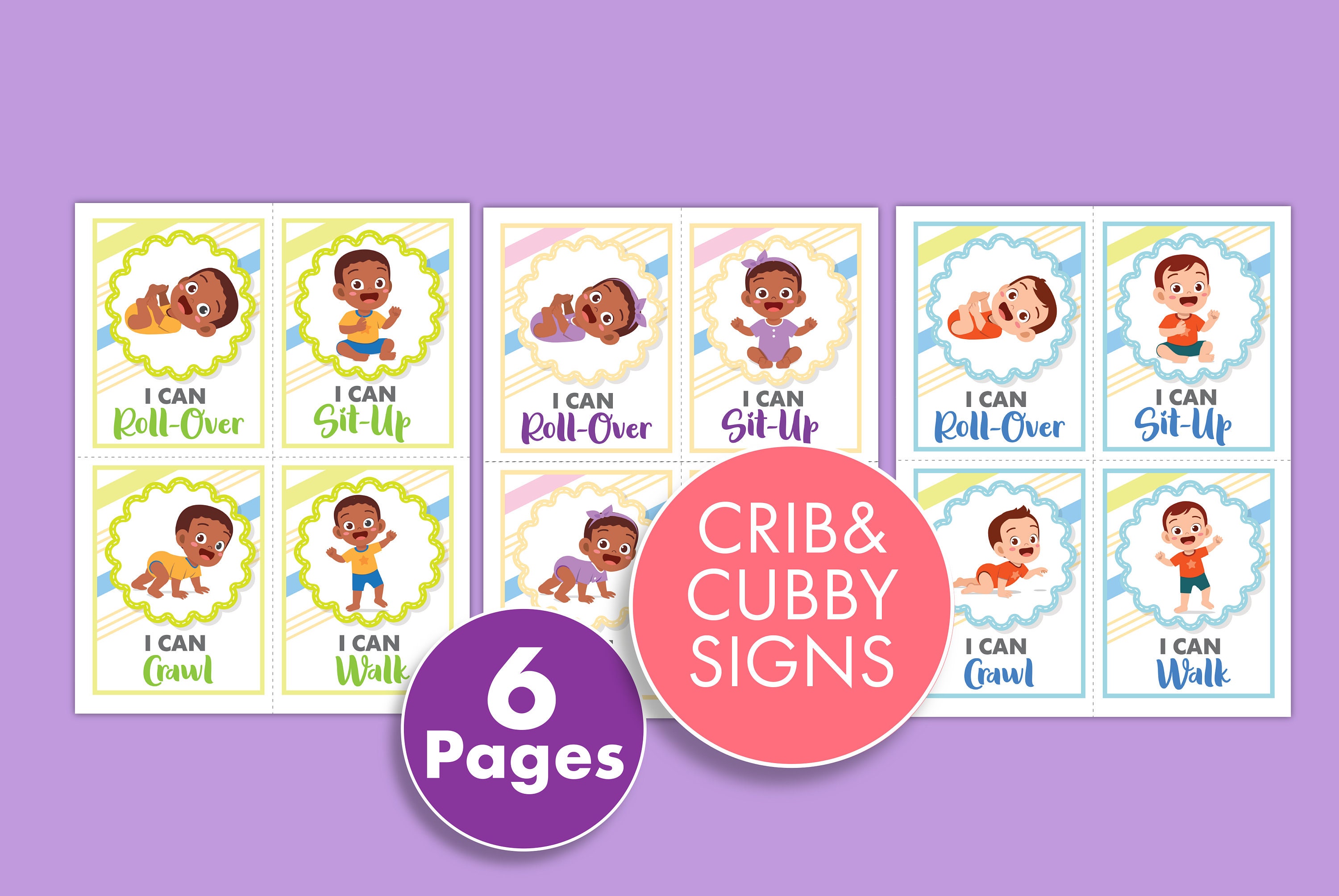 I Can Roll Over Developmental Sign Ideal for Daycare, Baby Crib, Cubby