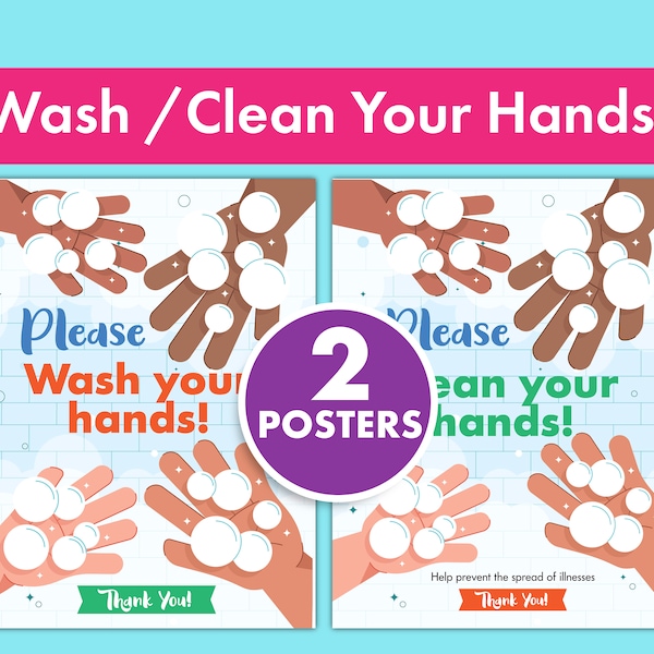 Child Care Hygiene Poster: Printable 'WASH YOUR HANDS' Art - Perfect for Child Care Centers and In-Home Daycares