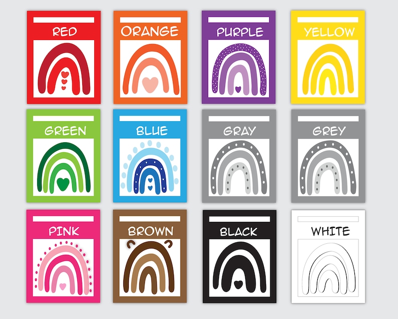 Color Word Posters Rainbow Color Posters Color Recognition - Etsy
