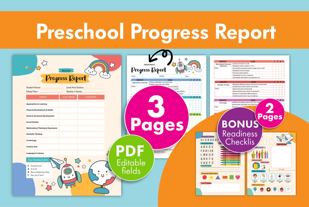 Progress Report and Readiness Checklist, Preschool, Pre-k, Evaluation ...