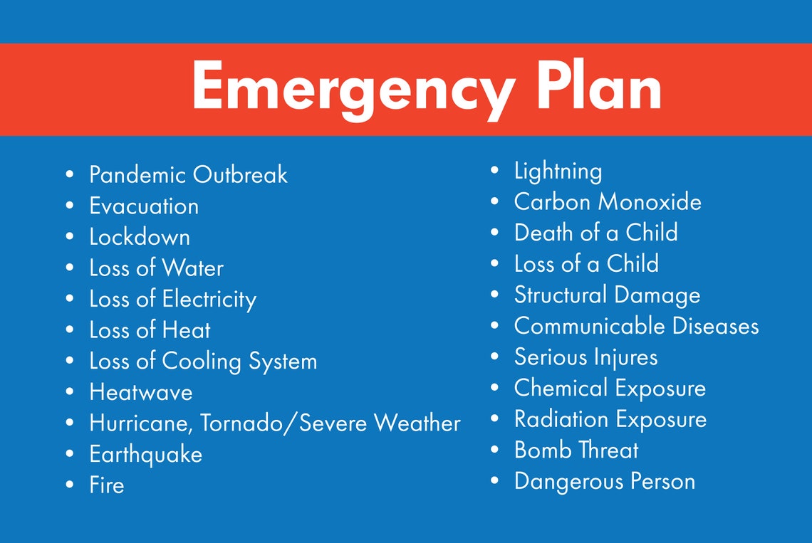 Daycare Emergency Plans Printable Forms Perfect for Daycare - Etsy