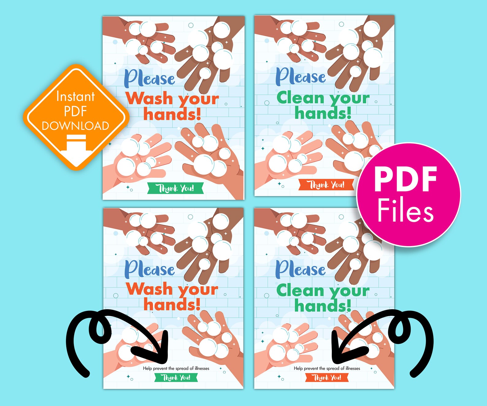 WASH YOUR HANDS Daycare Printable Please Clean Your Hands Etsy