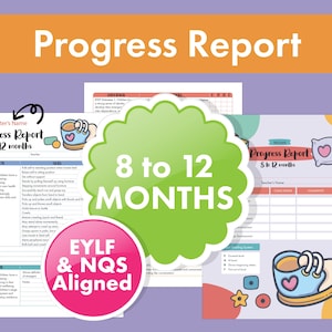 Relatório de Progresso de Bebês de 8 a 12 Meses | PDF Preenchível Alinhado com EYLF/NQS | Rastreador de Marcos para Creches, Pré-escolas, Cuidados Infantis e Educação Infantil