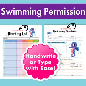 Swimming Permission Form, Daycare Swimming Authorization, Preschool Swimming Consent, Keep Kids Safe in the Water, Kids&#39; Field Trips