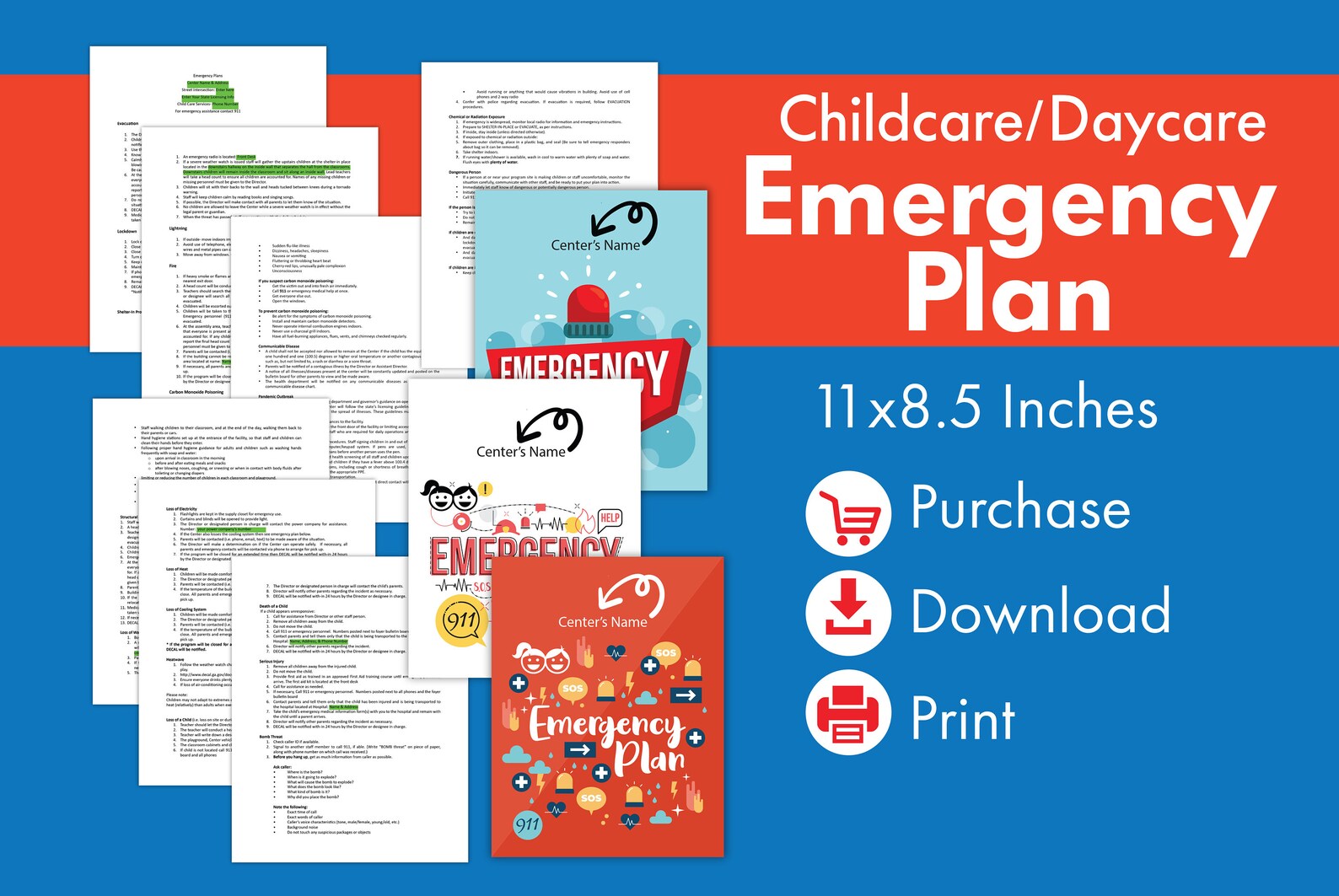 Daycare Emergency Plans Printable Forms Perfect for Daycare Etsy