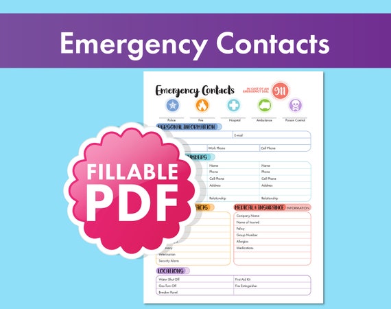 Emergency Contact Form - Essential for Childcare, Preschool, and Daycare - Keep Your Little One Safe - Vibrant Design