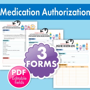 Daycare Medication Authorization Forms Bundle - Prescription and Non-Prescription Forms for Medication Tracking in Childcare and Preschool