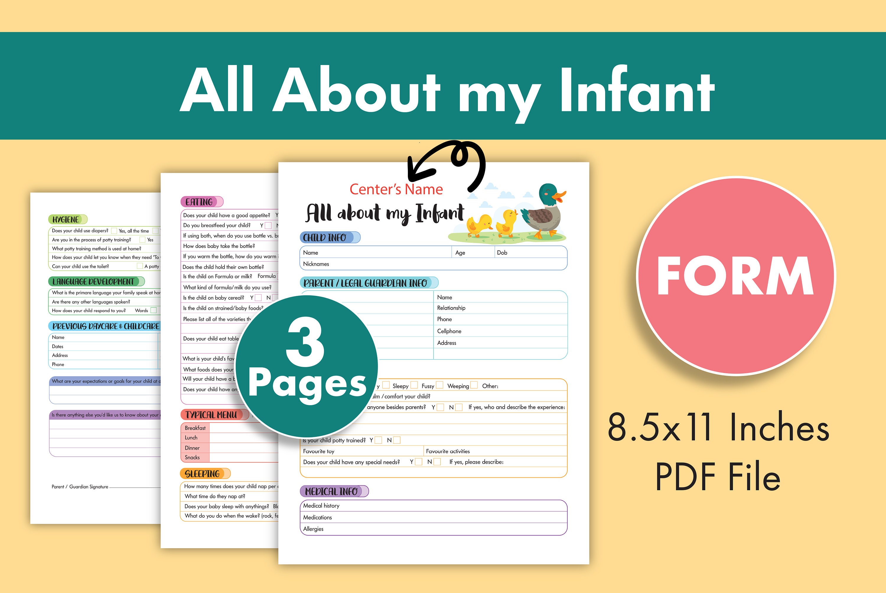 All about my infant daycare forms get to know my infant all etsy