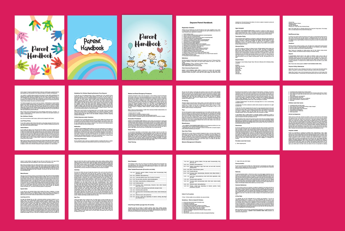 Daycare Parent Handbook Policies and Procedures Daycare Etsy UK