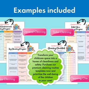 Cleaning Checklist & Schedule Forms Bundle for Daycare, Home Daycare ...
