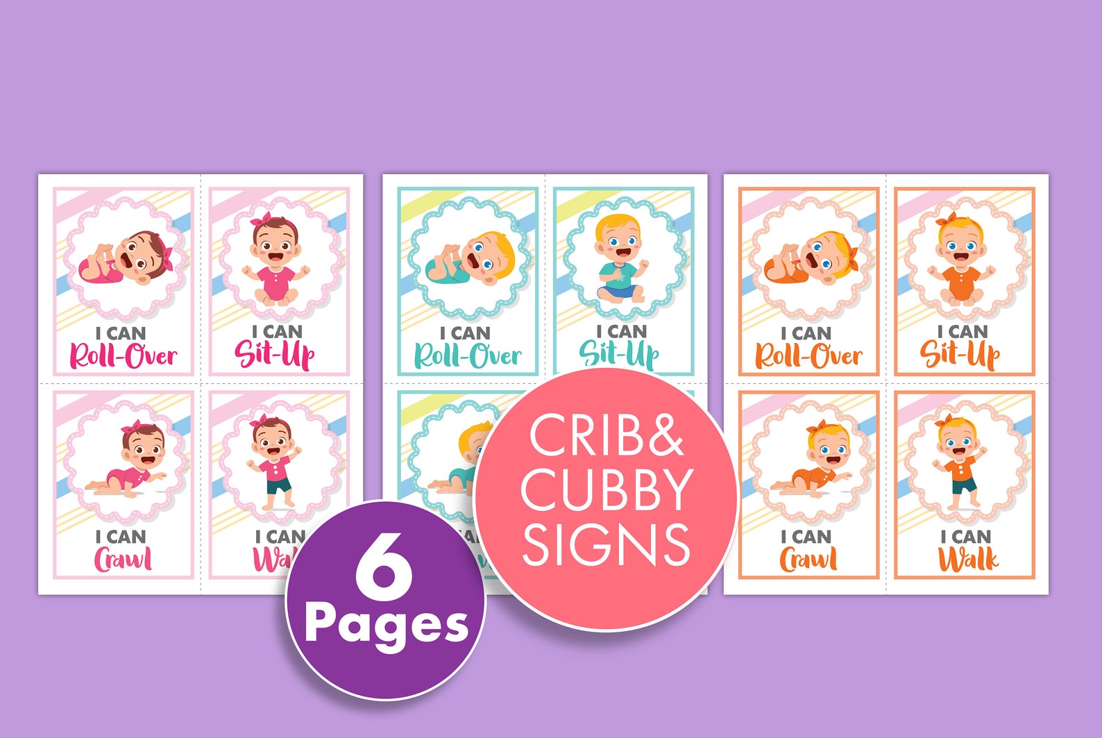 I Can Roll Over Sign Daycare Printable Baby Crib & Cubby Etsy