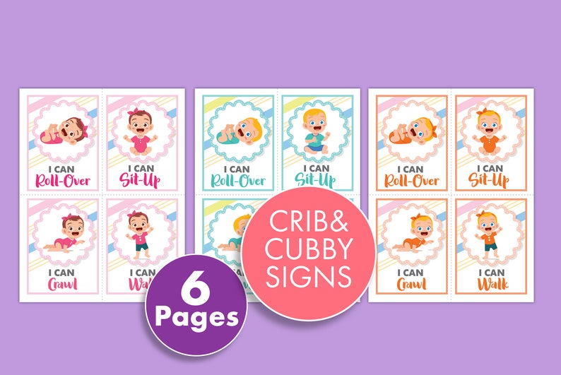 I Can Roll Over Sign Daycare Printable Baby Crib & Cubby Etsy