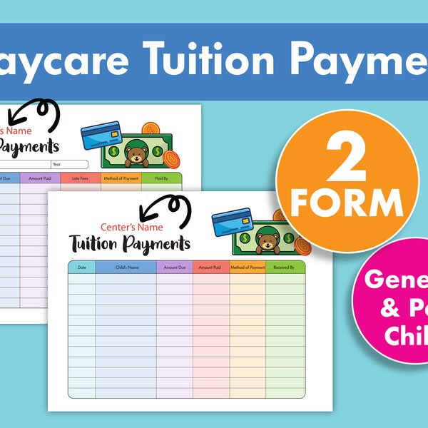 Daycare Weekly Tuition Payment Etsy