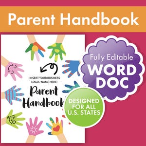 Parent Handbook for Daycare & Preschool | All U.S. Policies Included | Childcare Licensing Template | Start Childcare Business | Editable