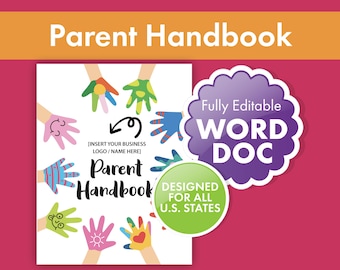 Parent Handbook for Daycare & Preschool | All U.S. Policies Included | Childcare Licensing Template | Start Childcare Business | Editable