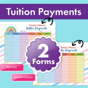 Tuition Payments Report Form - Rainbow Payments Form for Daycare, Childcare, and Preschool Business - Streamline Your Business Finances!