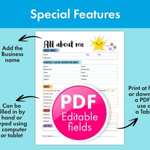 All About Me, Daycare Forms, Get to Know Me, All About My Child ...