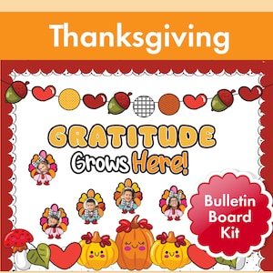 Thanksgiving Bulletin Board Kit | Classroom Thanksgiving Decor | Fall Bulletin Board | Thankful Turkey Craft for Kids | Autumn Classroom