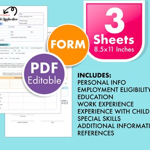 Employee Application Form Daycare, Preschool, In-home Child Care ...