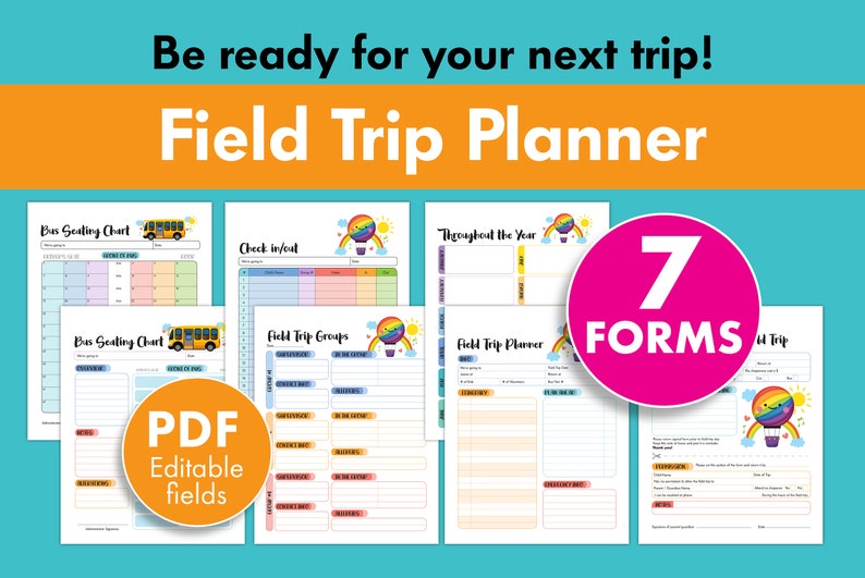 Field Trip Forms, Field Trip Journal, Field Trip Permission Form, Field