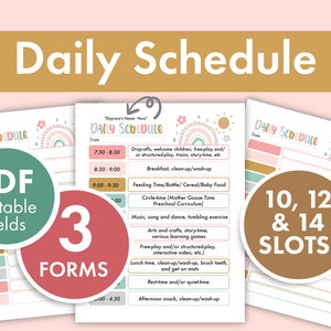 Customizable Daily Schedule Template: Organize Your Daycare, Nanny or Home Daycare in Pastel Colors