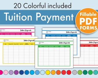 Paiement des frais de scolarité à remplir. 20 couleurs incluses. PDF remplissable