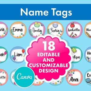 Customizable Name Tags for Preschool, Daycare, Childcare Center, Homeschool, and Teachers - Perfect Classroom and Playroom Decor