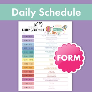 Editable Daily Daycare Schedule Template | Colorful Childcare Planner for Toddlers, Preschool, In-Home & Classroom| Easy Activity Planning