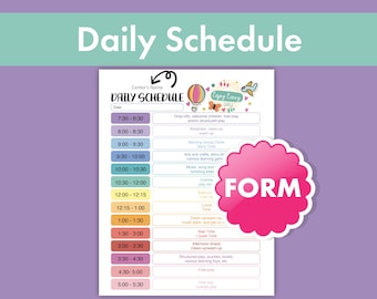 Editable Daily Daycare Schedule Template | Colorful Childcare Planner for Toddlers, Preschool, In-Home & Classroom| Easy Activity Planning