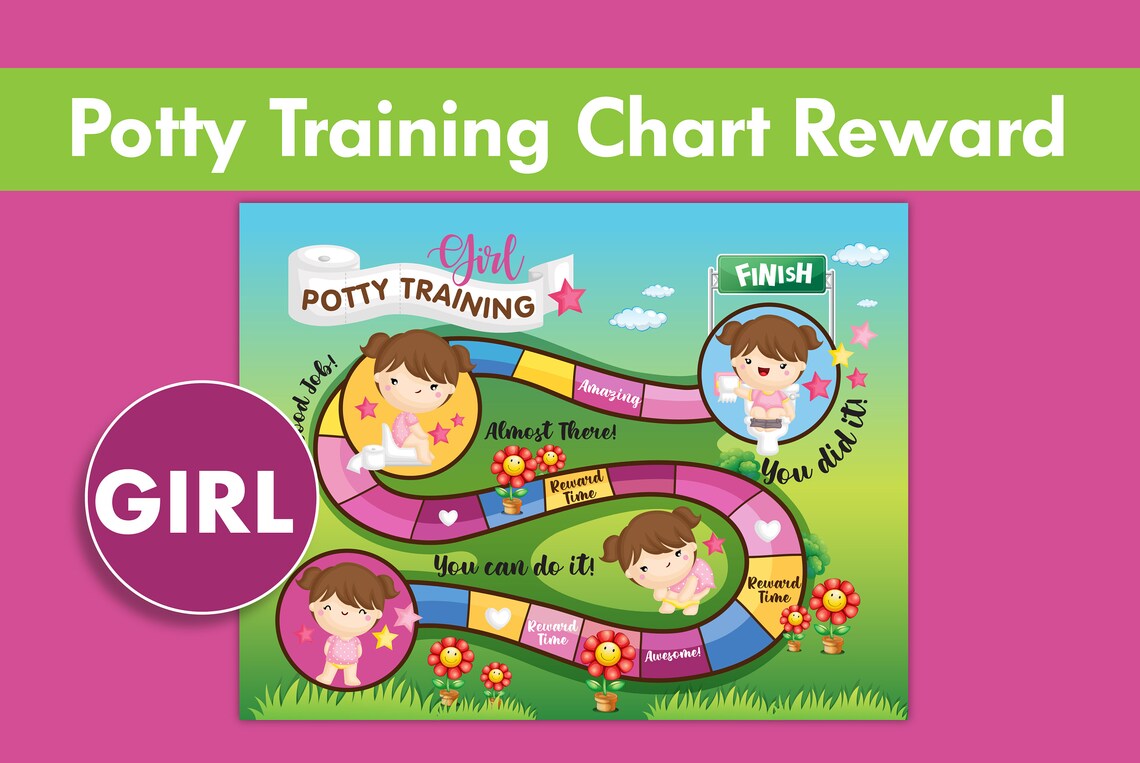 Cute Potty Training Chart Reward for Girl, Bathroom Sticker Chart