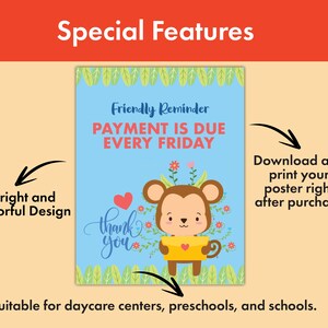 Payment Due Sign Poster for Childcare | Daycare Payment Reminder ...