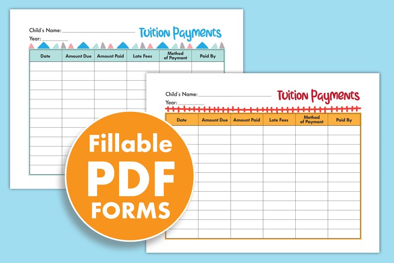 Stay on Top of Tuition Payments With 10 Fun Designs! for Easy Tracking ...