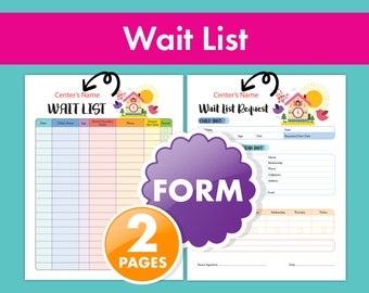 Childcare Waitlist Request Form - Ideal for Daycare, Preschool, In-Home Childcare and More!