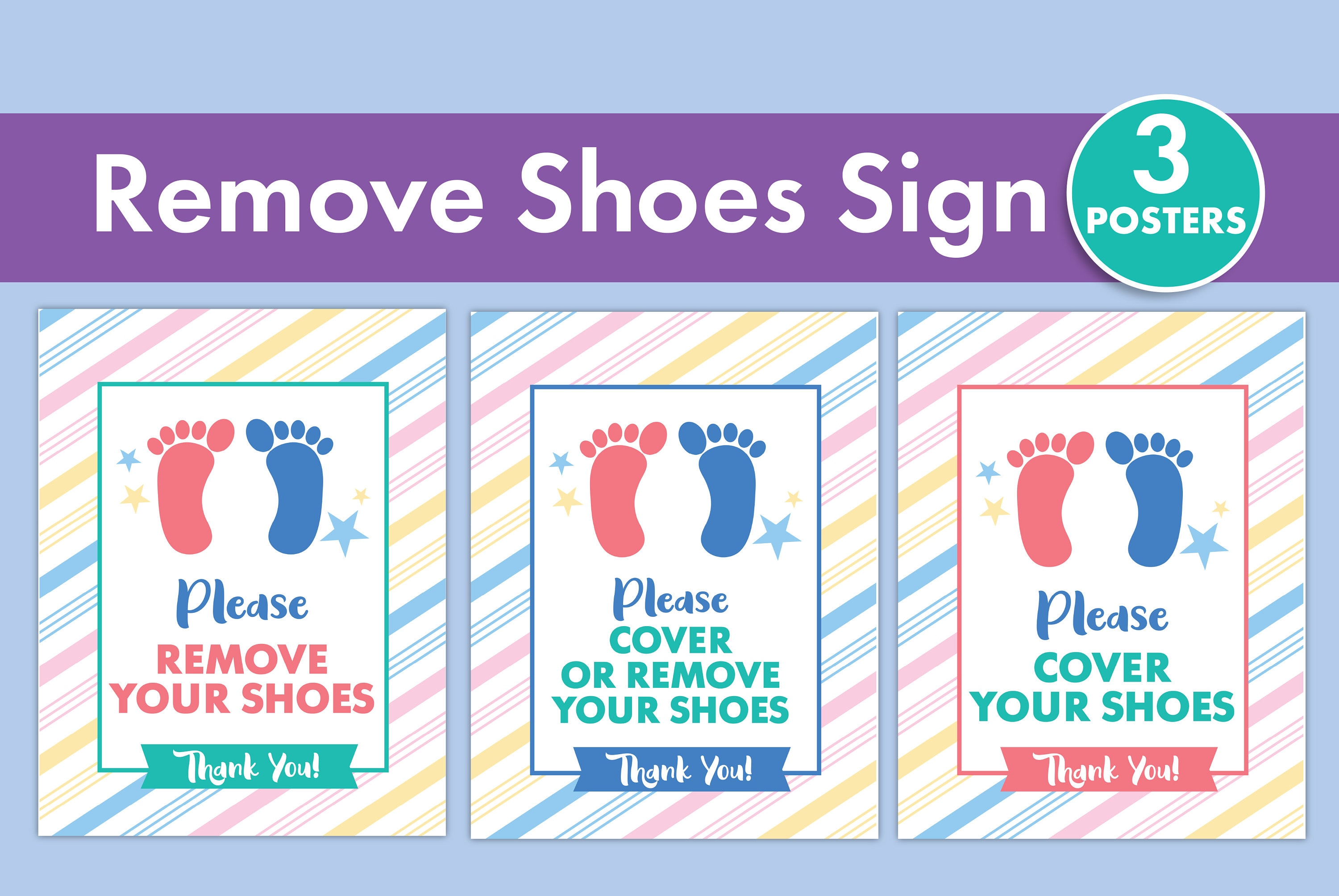 Colorful Remove Shoes Sign Perfect for Daycare Childcare Etsy