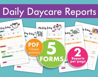 Daily Report Form for Infants, Toddlers, Preschool - Childcare, Daycare, Nanny - Printable, Fillable PDF Template