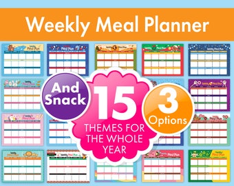 Weekly Meal and Snack Plans with Year-Round Themes | 3 Options | Complete Daycare, Childcare and Preschool Forms Bundle