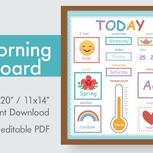 Tableau interactif du matin en cercle - Décor de classe parfait pour les garderies, les garderies et les écoles maternelles - Téléchargement instantané