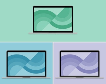 Computer/Desktop/Laptop Wallpaper | Two Half Circles | Cool Colors | Minimal | Geometric Shapes | Modern | Digital Download