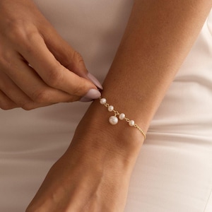 Real Natural Freshwater Pearl Drop Bracelet, Gold Pearl Bracelet, Wedding Bracelet, Pearl Jewelry, Maid of Honor Gift, Bridesmaid Gift