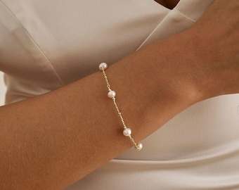 Genuine Freshwater Pearl Bracelet, Pearl Bead Bracelet, Minimalist Bracelet, Flower Girl, Wedding Jewelry, Bridesmaid Gift, Christmas Gift