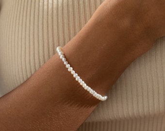 Echte natürliche Süßwasser Perlen Armband, zierliches Armband, Armbänder für Frauen, echte Süßwasser Perlen, Hochzeitsschmuck, Brautjungfer Geschenke