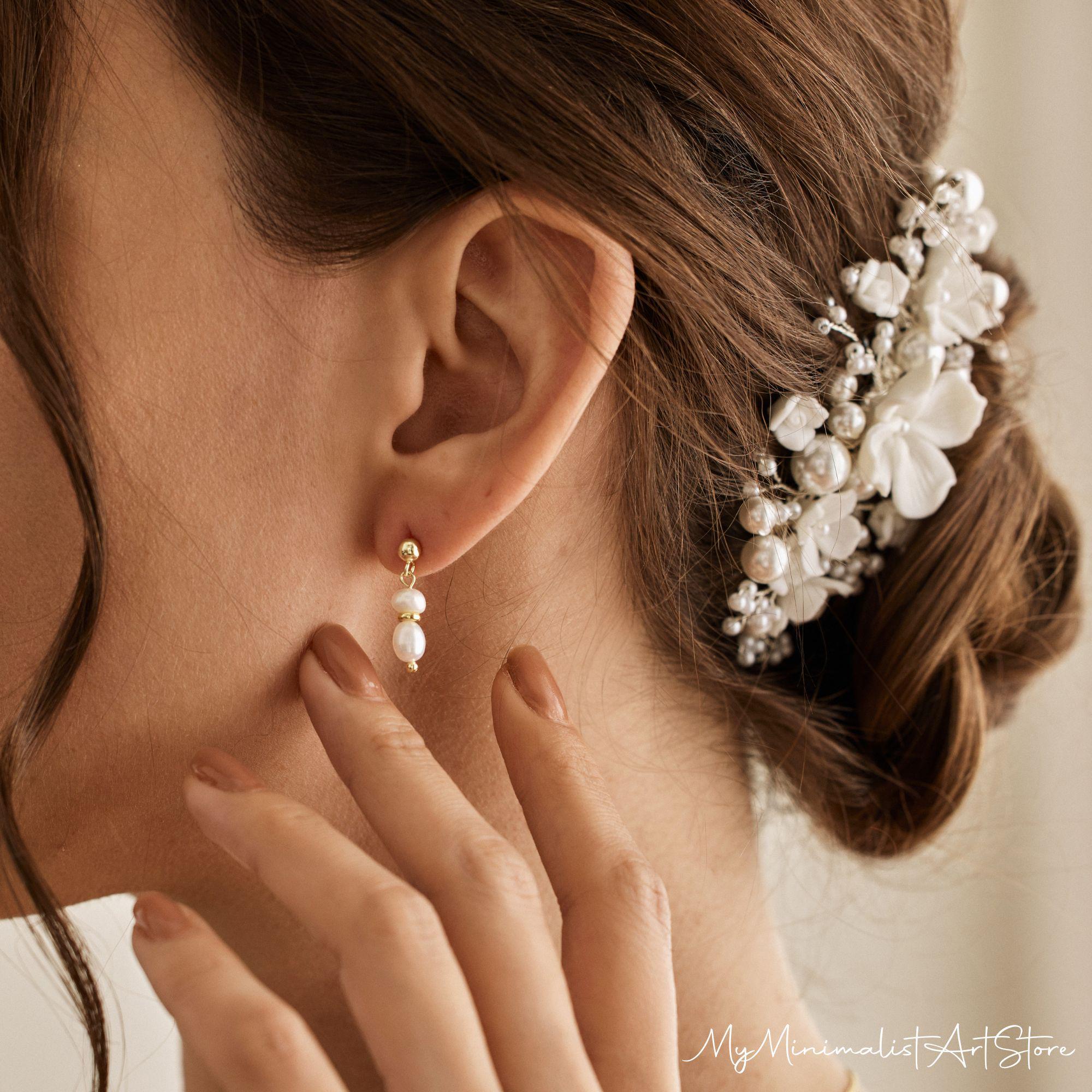 MicLee Orecchini Pendenti In Argento 925 Con Perla – Bianca E Nera, 2 Modi Di Indossarli, Gioielli Eleganti Per Donna - 3